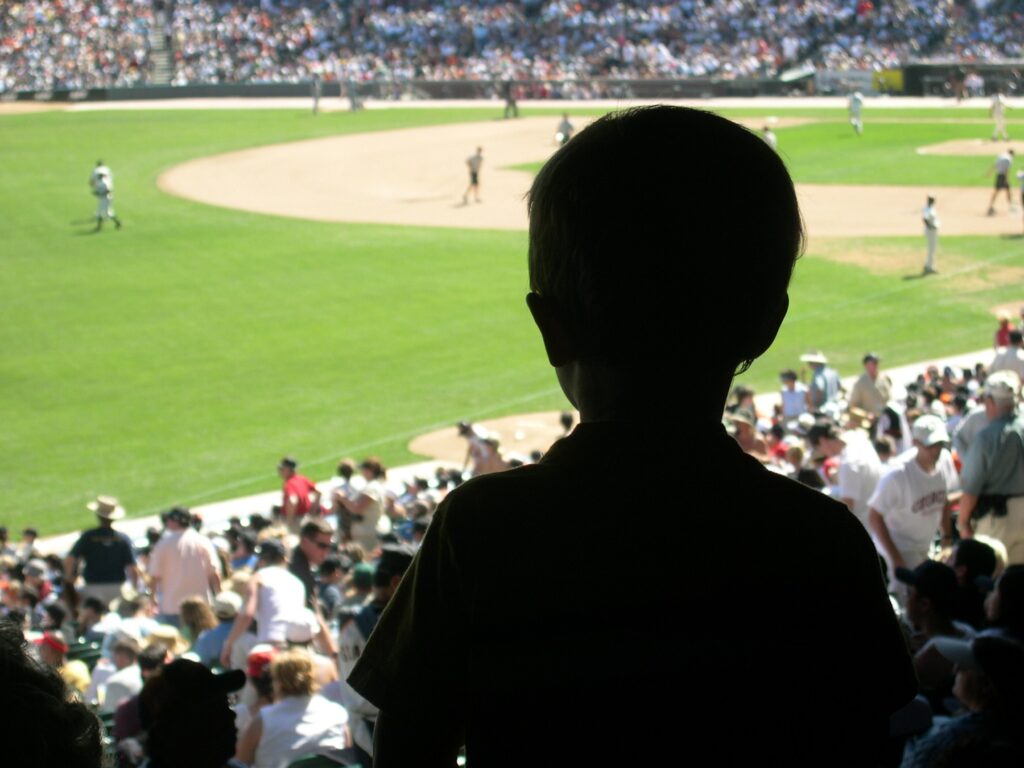 young fan watching charleston riverdogs game