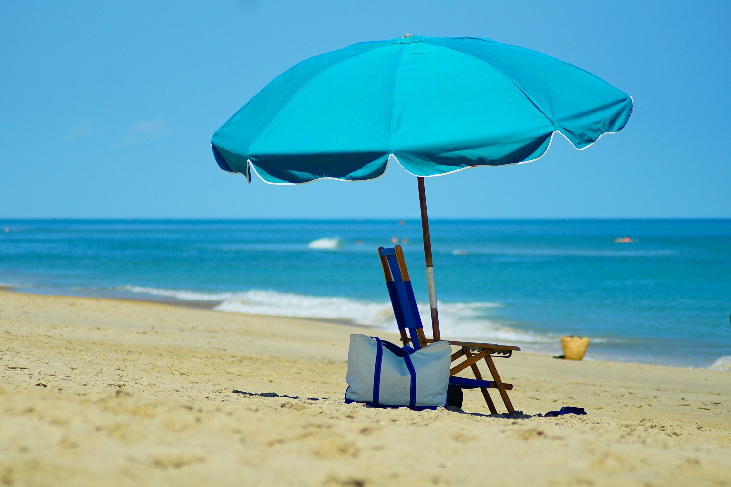Umbrella at the beach, one of the best ways to stay cool in Lowcountry summer