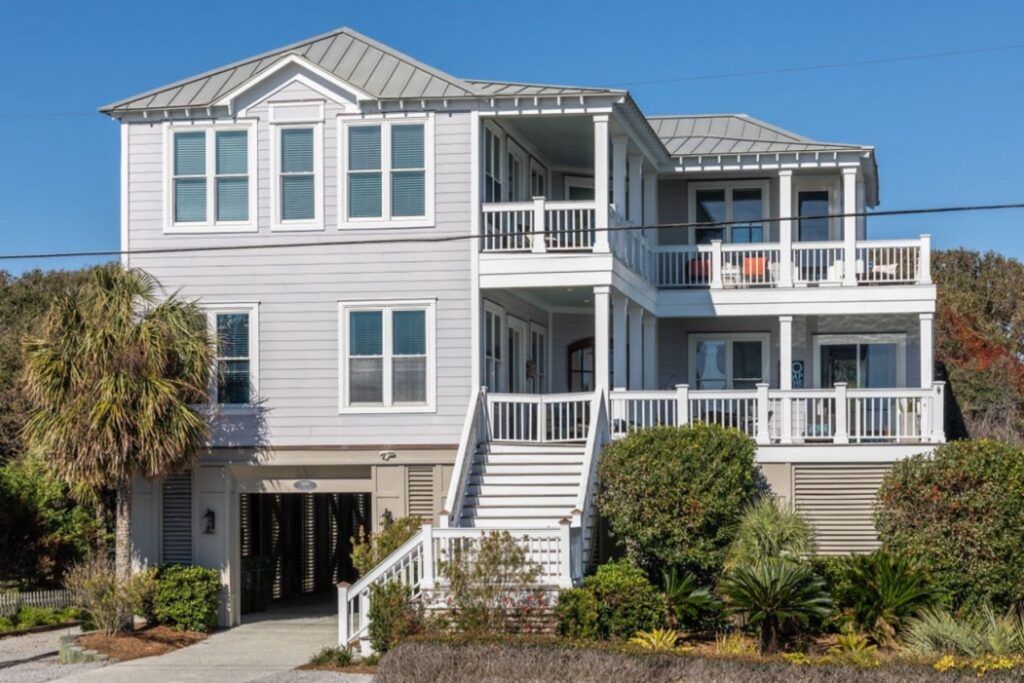 The exterior of a beach house