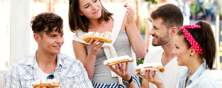 Friends eating desserts.