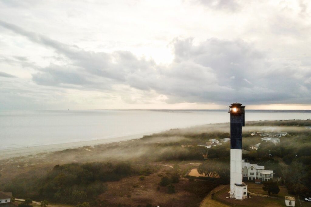 aerial view of the lighthouse on sullivan's island