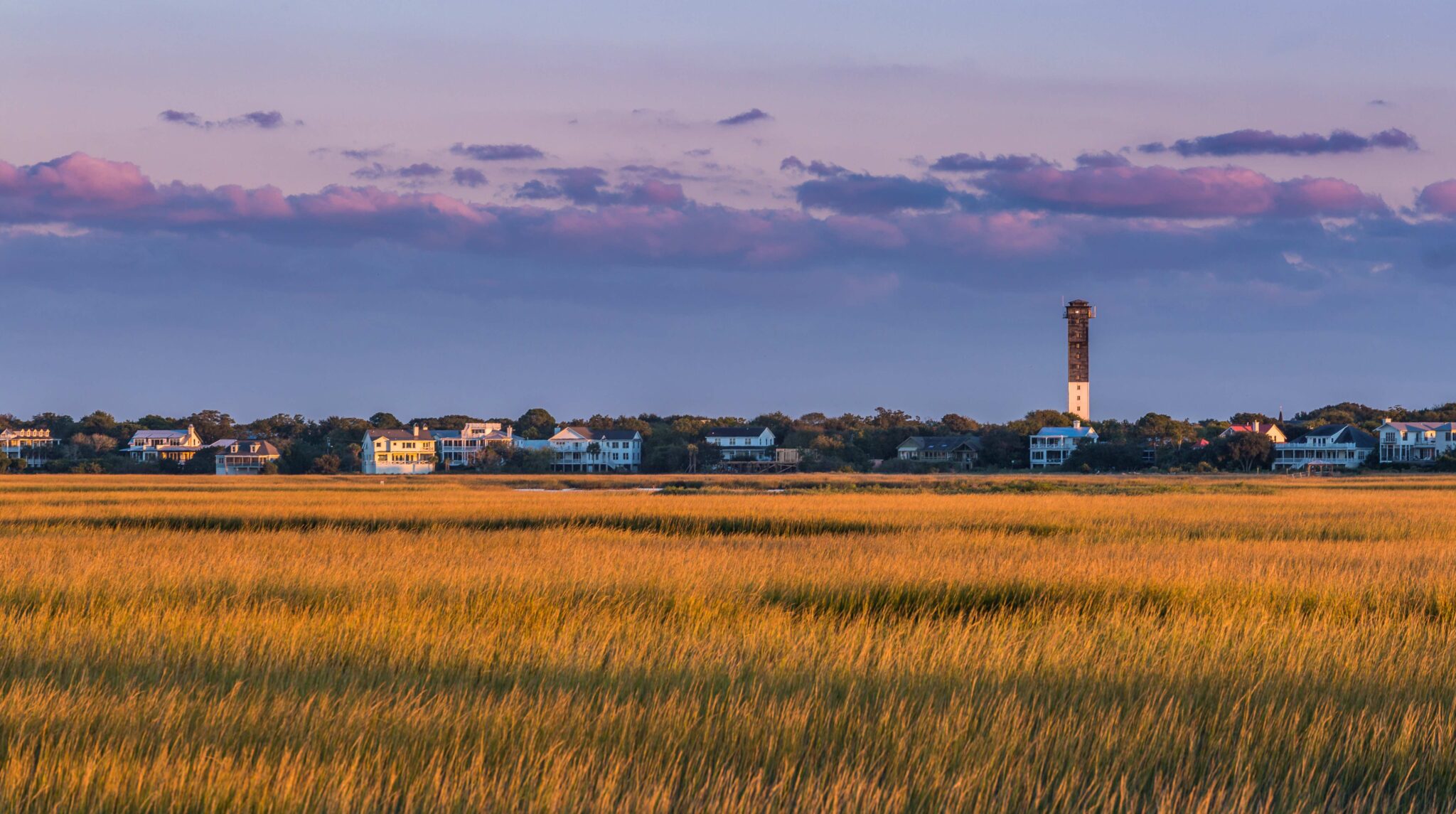 Sullivans Island Lighthouse and Houses