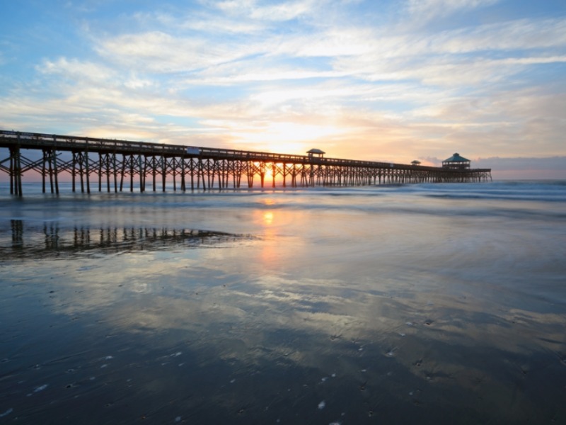 Best Time to Visit Charleston: A beautiful autumn view of the Folly Beach Pier near Charleston, SC.